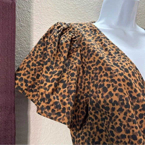 #702 Madewell flutter sleeve animal print wrap dress size large - Picture 4 of 13